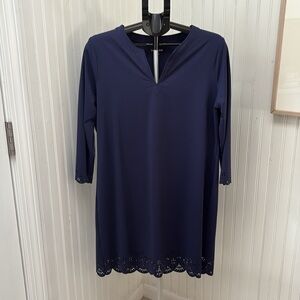 Lands' End Blue Dress with 3/4 Sleeves